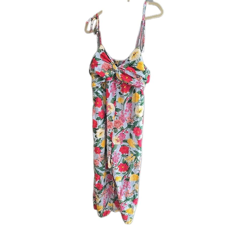 Old Navy Multicolor Floral Linen Blend Twist Front Smocked Jumpsuit Womans Sz XL
